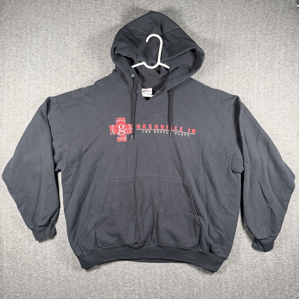 Garth Brooks Nashville 10 Rescue Party Hanes Hoodie Mens 2XL Black Fleece Band